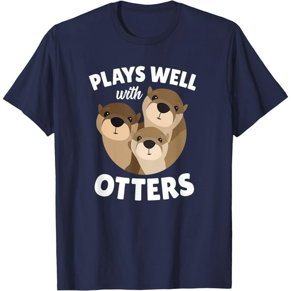 Plays Well With Otters Funny Pun Gift Softstyle Unisex T-Shirt