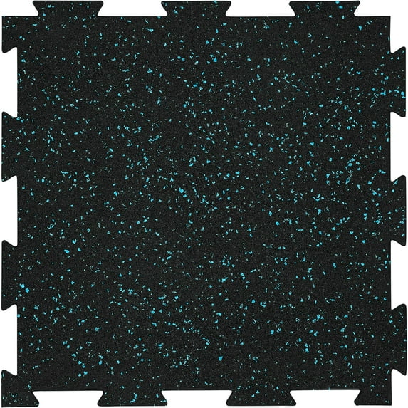 Playsafer Genaflex Lite Rubber 8mm Interlocking Tiles for Gym Flooring, Exercise Equipment, Exercise Areas - 20" X 20" (Light Blue/Black, 100 Tiles - 270 Sq. Ft.)