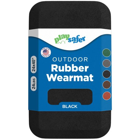 Playsafer Playground Safety Rubber Wearmat for Swingsets & Slides, 1" Thick, 24" x 40", Black