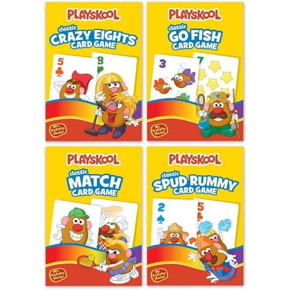 Playskool Card Games 4-Pack; Crazy Eights, Go Fish, Mr. Potato Head Spud Rummy & Mr. Potato Head Match Game