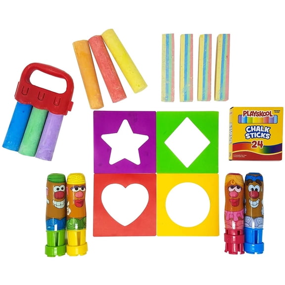 Playskool Chalk Activity Pack, Outdoor Play, 43 Pieces Total, Washable and Non-Toxic