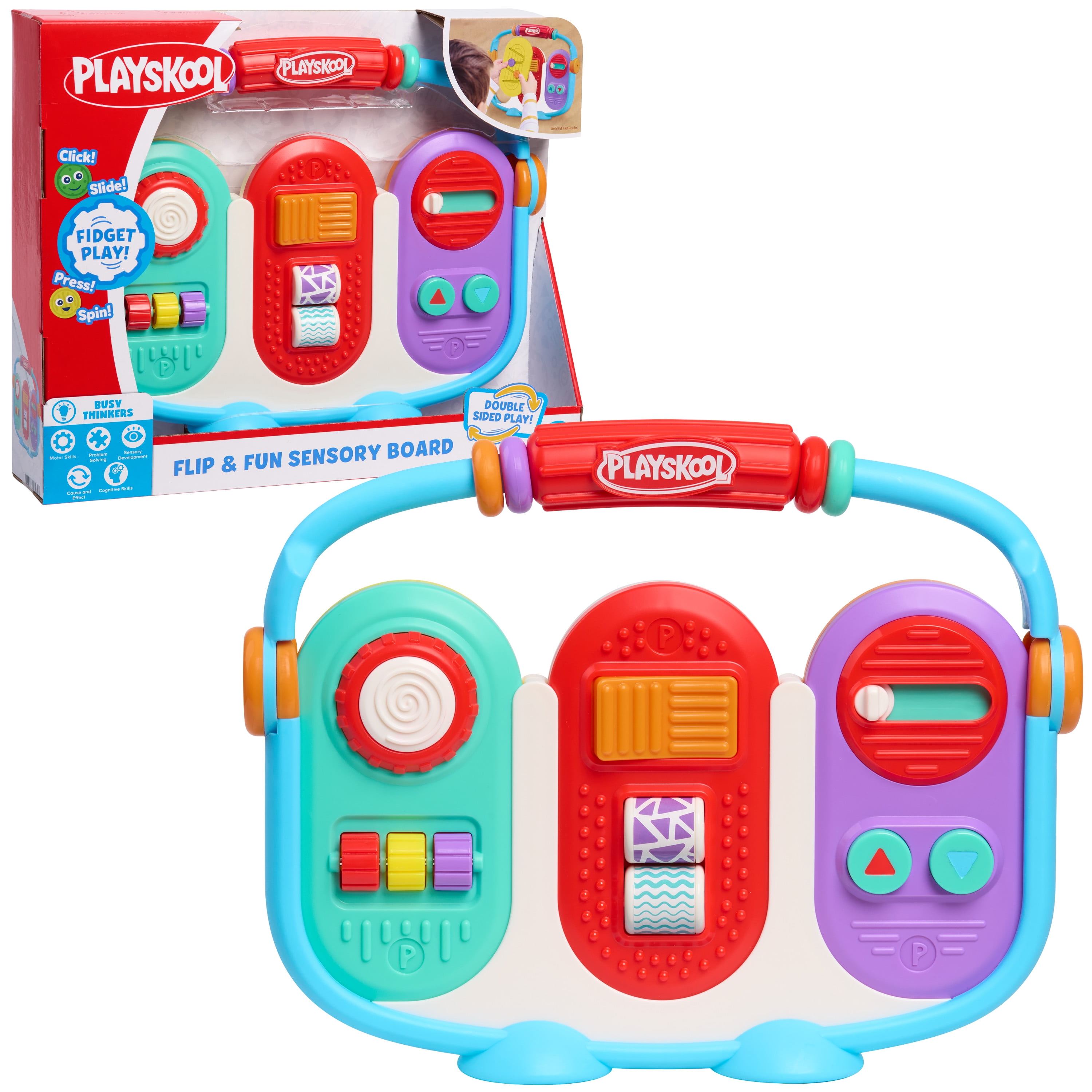 Playskool Flip & Fun Sensory Board Toy for Toddlers, Double Sided, 4-Piece Set, Ages 18 Months and Up
