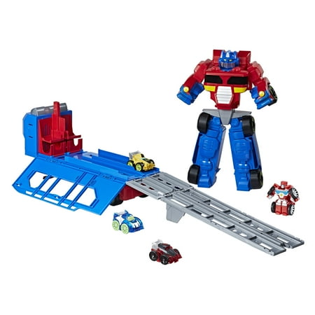 Playskool Heroes Transformers Rescue Bots Flip Races Optimus Prime Race Track Trailer