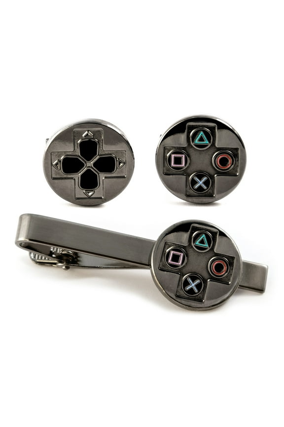 Cufflinks, PS4 Controller Tie Clip, PS5 Gamer Mens Jewelry Cuff-Links, Retro Gaming Groomsman Tie Bar, Groomsmen Wedding Gifts