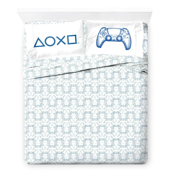 PlayStation X-Ray Kids 4 Piece White Bed Sheet Set, Full