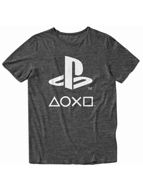 Logo with Controller Buttons Adult T-Shirt (X-Large, Charcoal Heather)