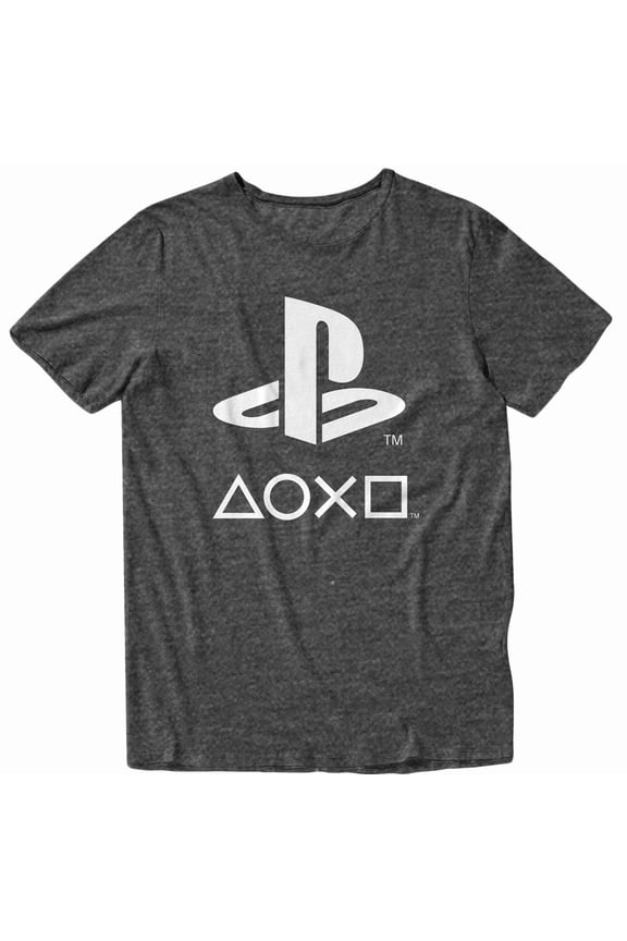 Logo with Controller Buttons Adult T-Shirt (X-Large, Charcoal Heather)
