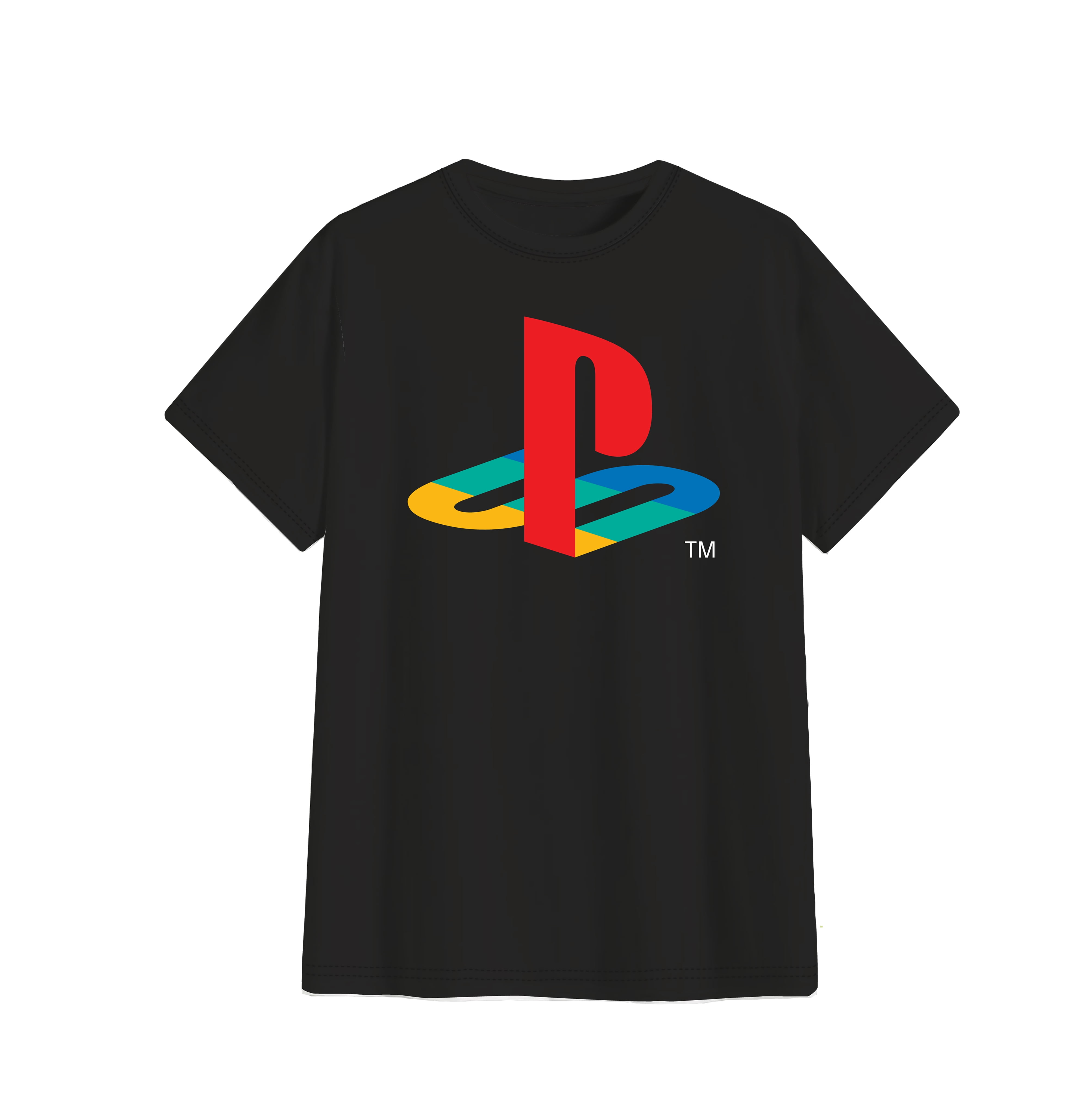 Playstation Logo Faux Denim T-shirt, Male, Extra Large, Blue main image 1