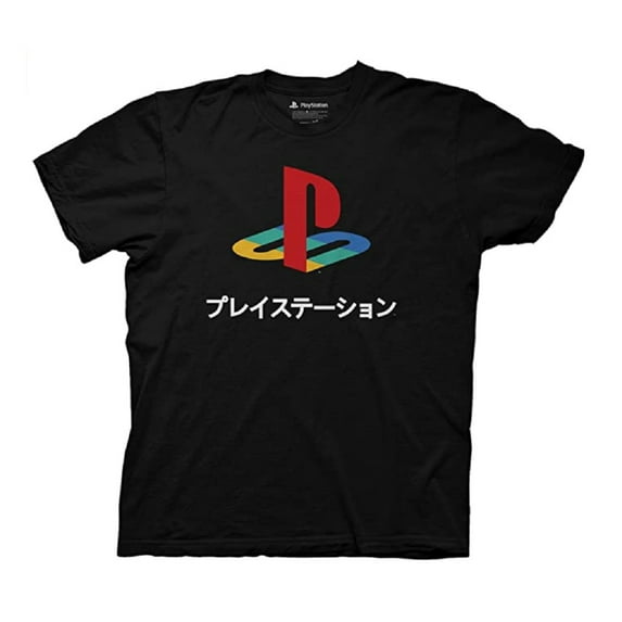 Playstation Sony Logo Japanese Kanji Gamer Adult T-Shirt 3XL