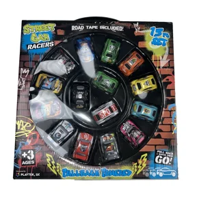 Playtek Street Racing Cars Set of 15 Pullback Powered Road Tape Included, New