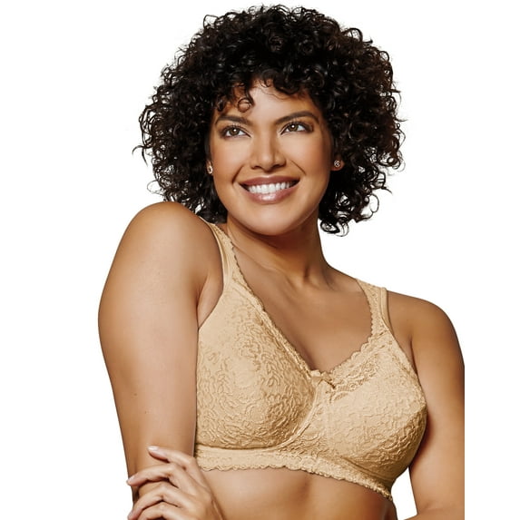 Playtex 18 Hour 4088 Breathable Comfort Lace Wirefree Bra Honey 36D Women's