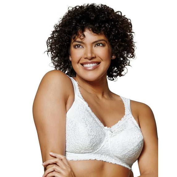 Playtex 18 Hour 4088 Breathable Comfort Lace Wirefree Bra White 44C Women's