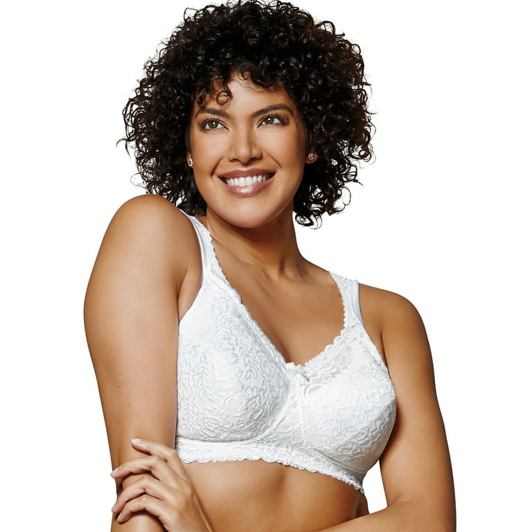 Playtex 18 Hour 4088 Breathable Comfort Lace Wirefree Bra White 46D Women's  