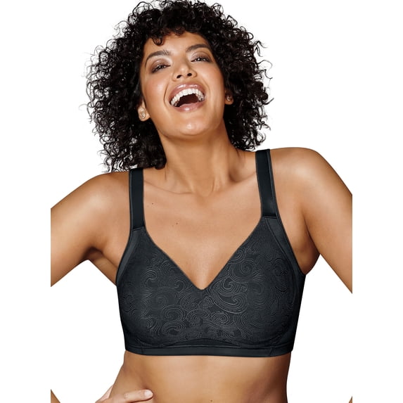 Playtex 18 Hour 4912 Undercover Slimming Wirefree Bra Black 38D Women's