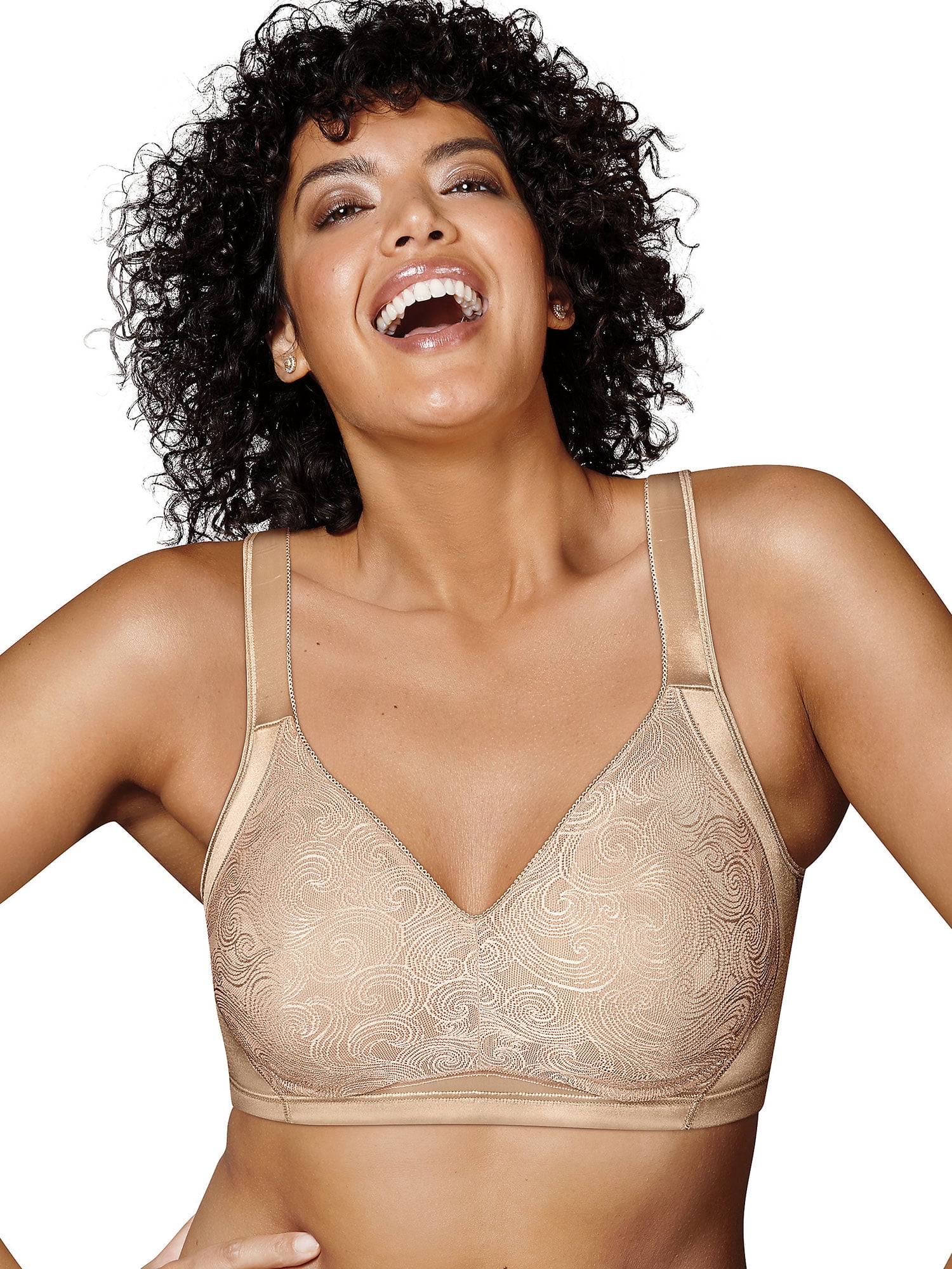 Playtex 18 Hour 4912 Undercover Slimming Wirefree Bra Cafe Au Lait 42D  Women's 