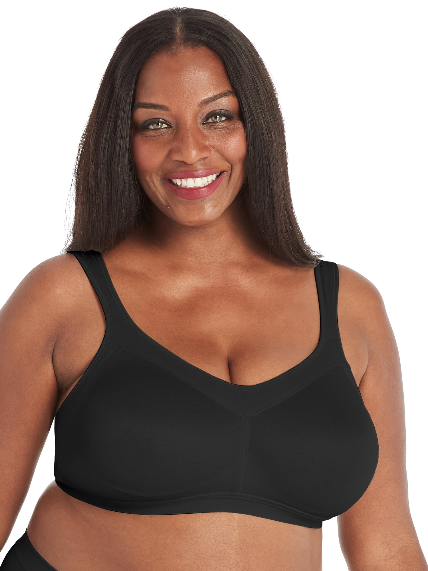 PLAYTEX Women's Plus Size 18 Hour Front-Close Wireless Bra with Flex Back  4695-44 D, Black at  Women's Clothing store: Bras
