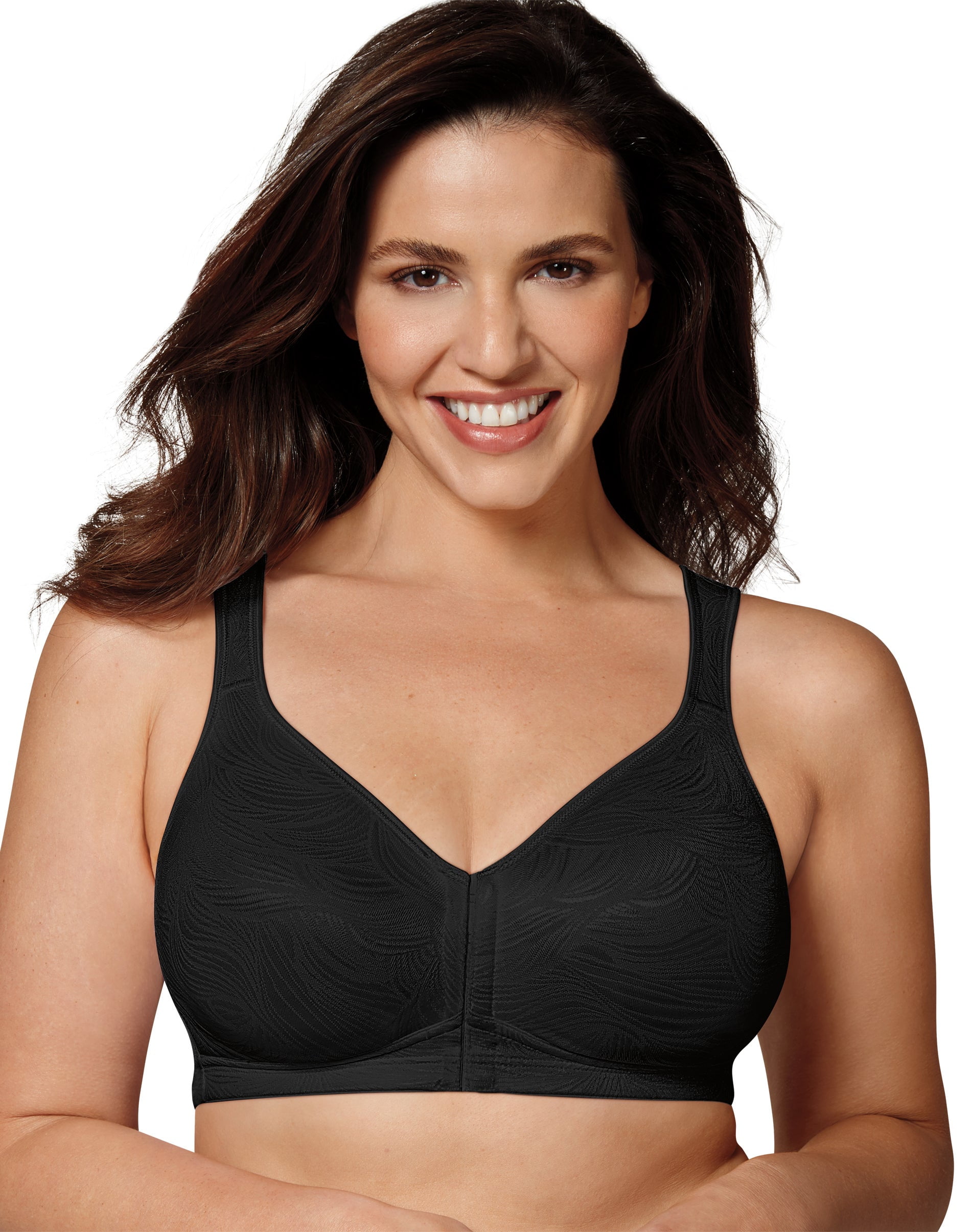 Playtex 18 Hour Front Close Wireless Bra with Back Support Black 38B  Women's 
