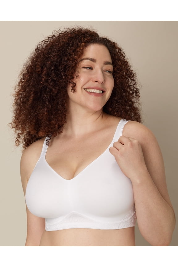18 Hour Side & Back Smoothing Wireless Bra White 44B Women's