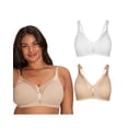thumbnail image 1 of Playtex 18 Hour Silky Soft Smoothing Cool & Breathable Wireless Bra, 2-Pack White/Nude 44C Women's, 1 of 6
