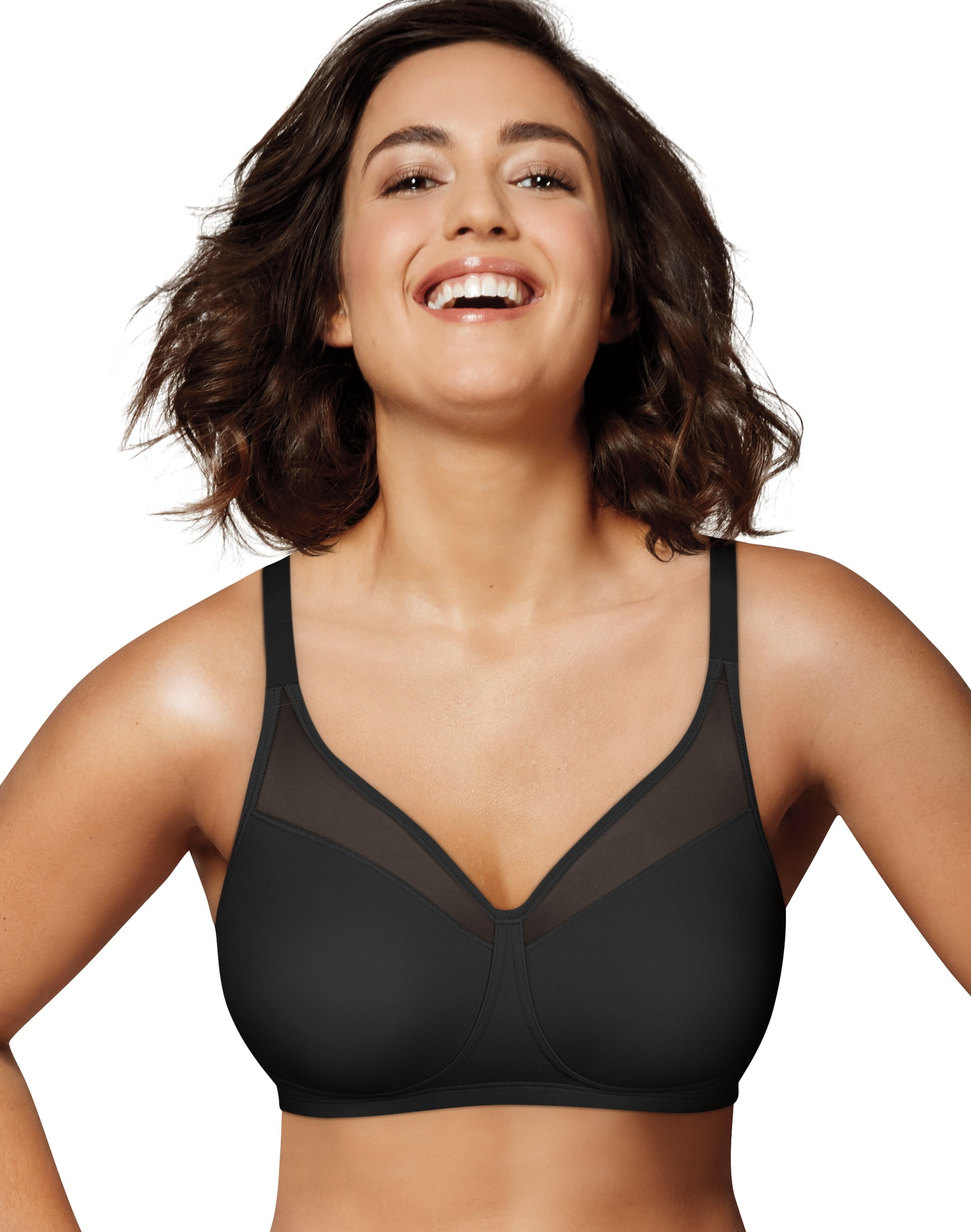Playtex 18 Hour Smoothing Minimizer Wireless Bra Black 44C Women's