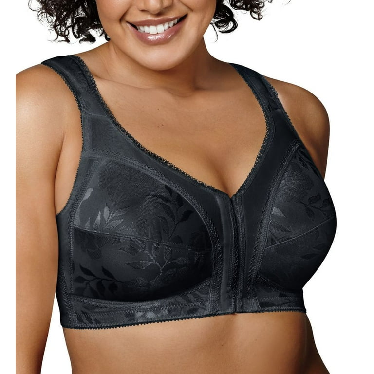 Playtex 18 Hour Supportive Flexible Back Front-Close Wireless Bra Black 36B  Women's
