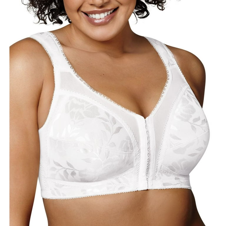 Playtex 18 Hour Supportive Flexible Back Front-Close Wireless Bra White  40DD Women's 