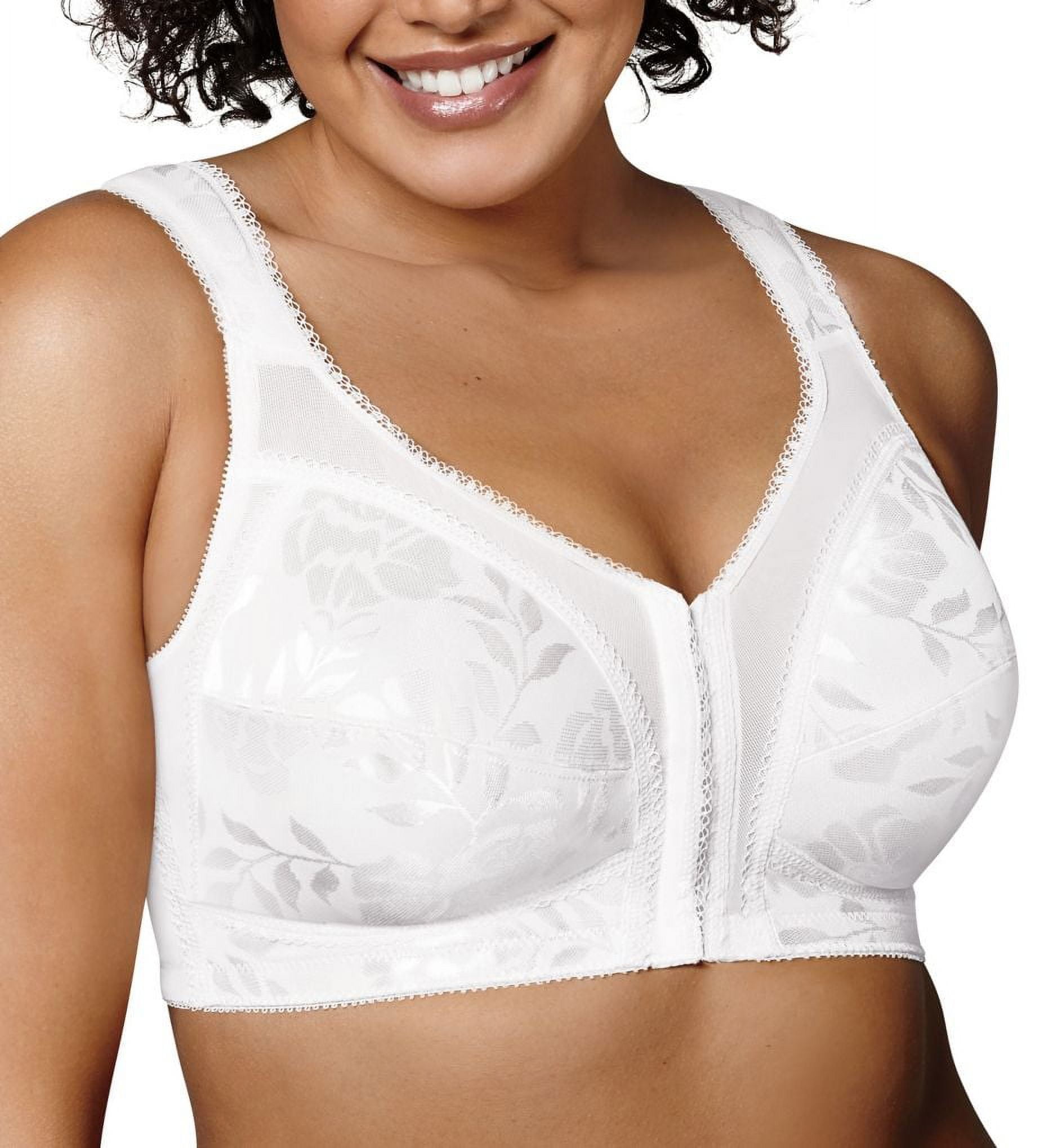 Women's Full Figure Cotton Plus Size Seamless Wirefree Back Close Sports Bra  - 42DDD, White 