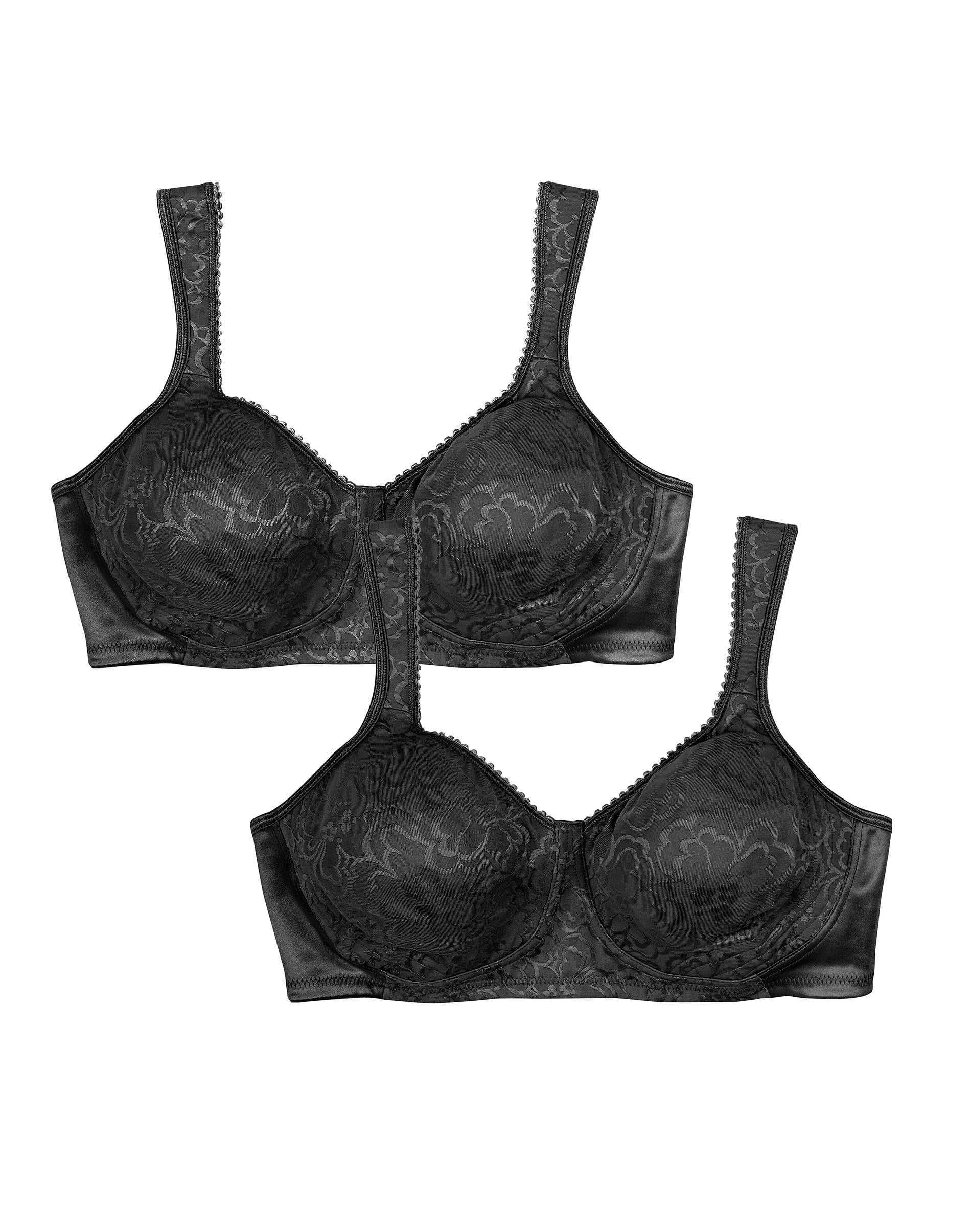 Playtex 18 Hour Ultimate Lift & Support Wireless Bra, 2-Pack Black/Black 38DD Women's