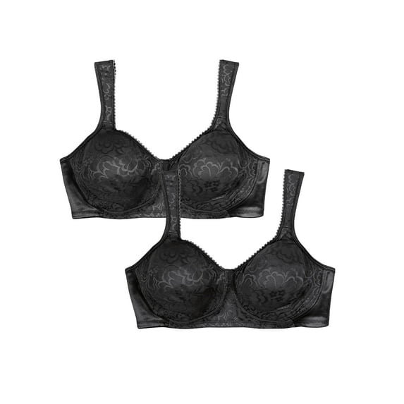 Playtex 18 Hour Ultimate Lift & Support Wireless Bra, 2-Pack Black/Black 40B Women's