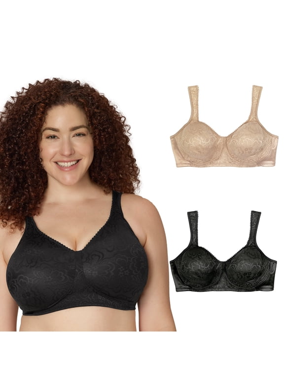 18 Hour Ultimate Lift & Support Wireless Bra, 2-Pack Nude/Black 36D Women's