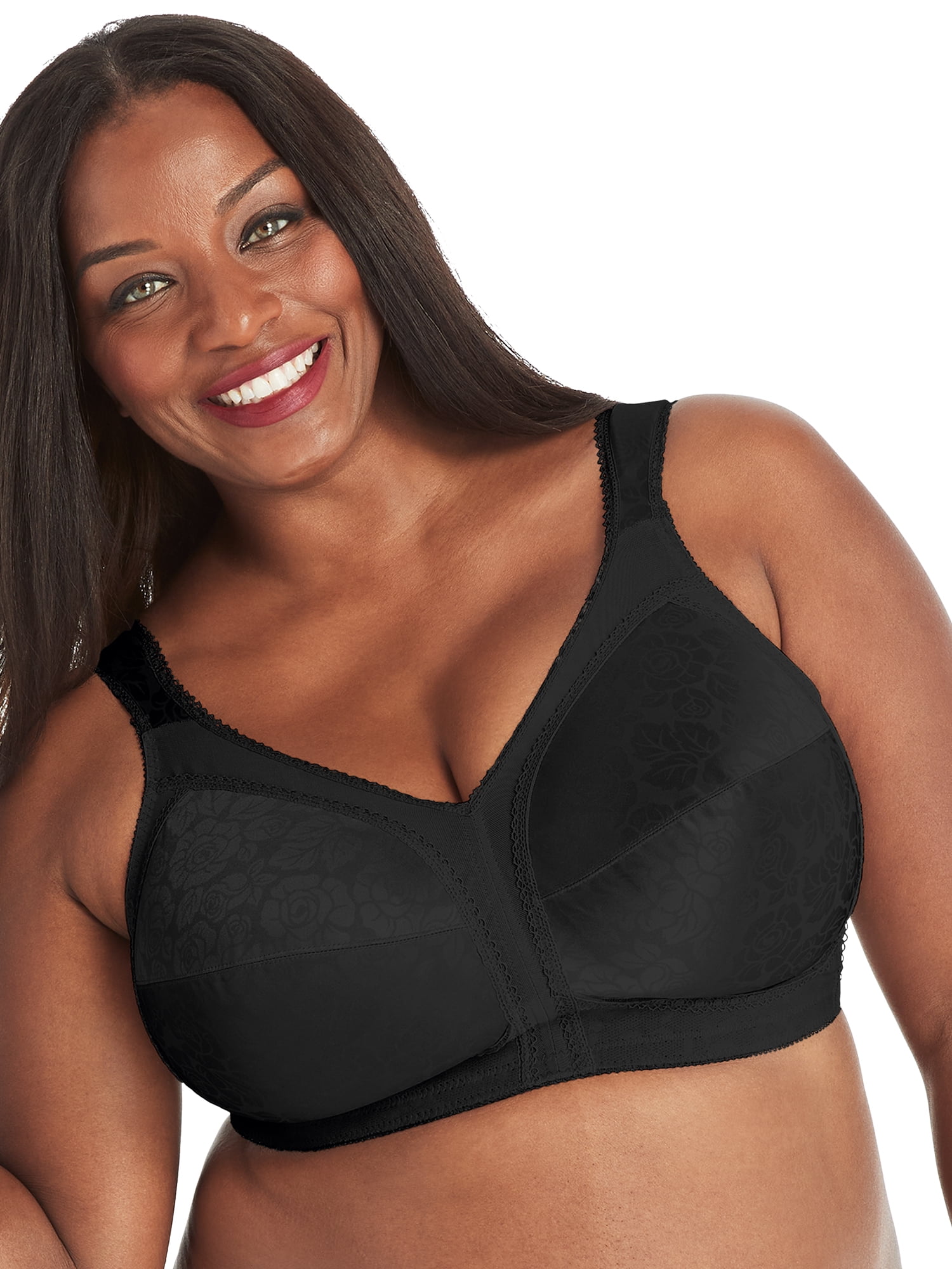 Playtex 18 Hour Supportive Flexible Back Front-Close Wireless Bra Black 38C  Women's 