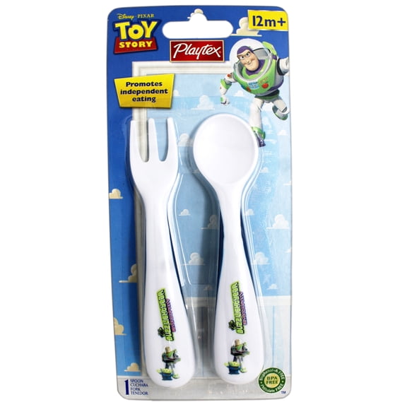 Playtex Disney Pixar Toy Story Fork and Spoon Utensil Set 12m+