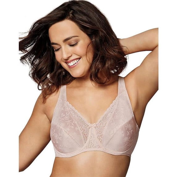 Playtex 617914711085 Secrets Signature Florals Fuller Underwire Bra, Sandshell - Size 42D