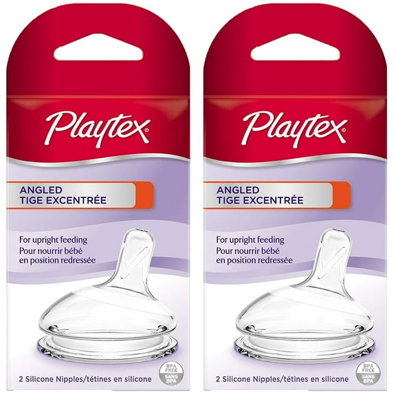 Playtex Angled Nipple - Medium Flow, 2 Count, 2 Pack