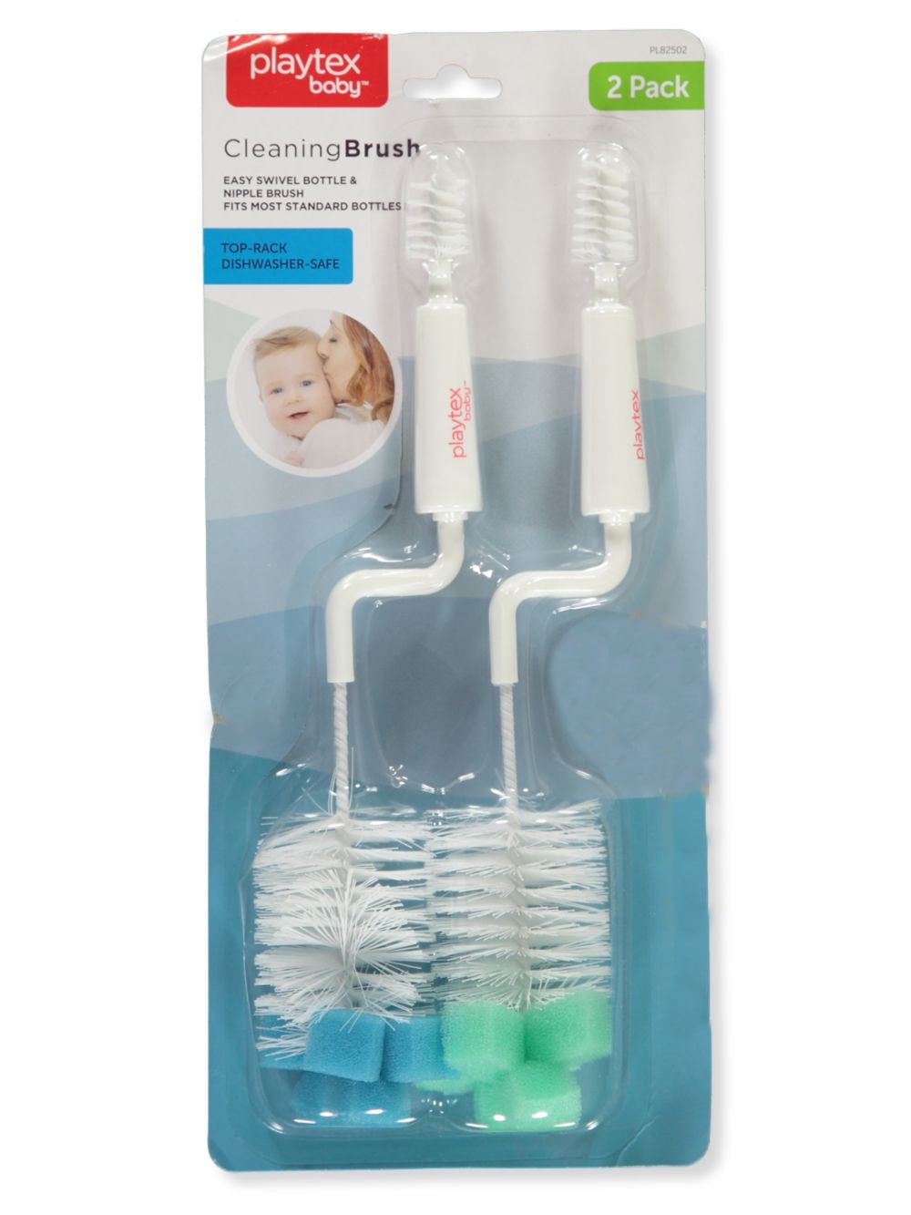 Playtex Baby Newborn Nipple Bottle Washing Brushes, 2-Pack