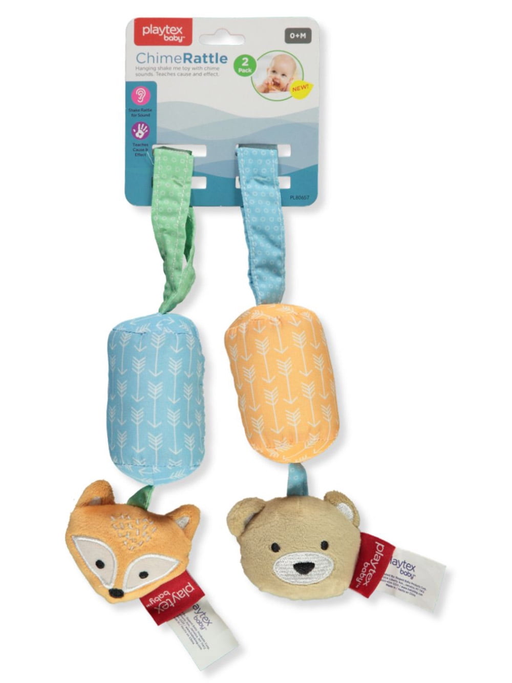 Playtex Baby Boys' 2-Pack Chime Rattle - mint multi, one size