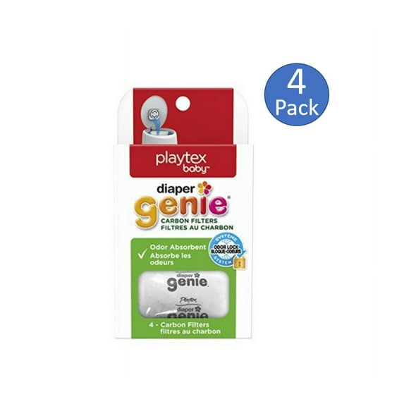 Diaper Genie Carbon Filter, Diaper Pail Odor Eliminator & Deodorizer, Compatible with the Diaper Genie Complete and Expressions Pail, 4 Count