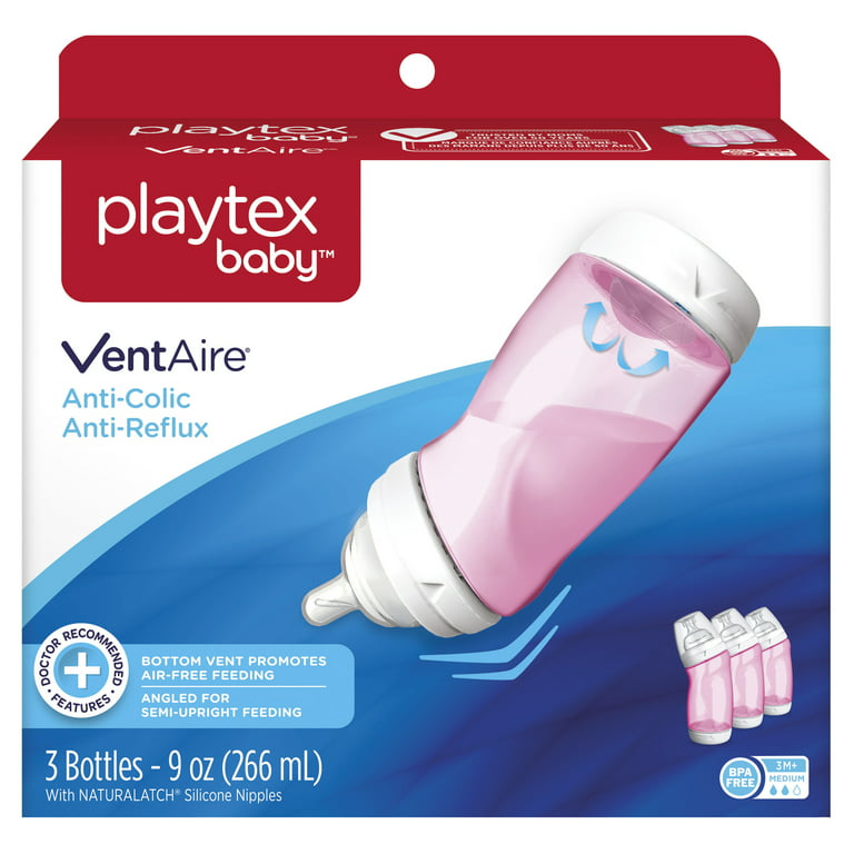  Playtex Baby VentAire Bottle, Helps Prevent Colic And  Reflux, 6 Ounce Bottles, 3 Count