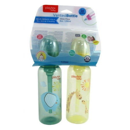 Playtex Baby Vented Bottle To Reduce Colic 2 Count 0M Plus, 8 Oz, 2 Pack