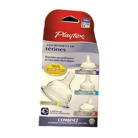 Playtex Bottle Nipple Variety Pack Medium 3M+ 4 Pack