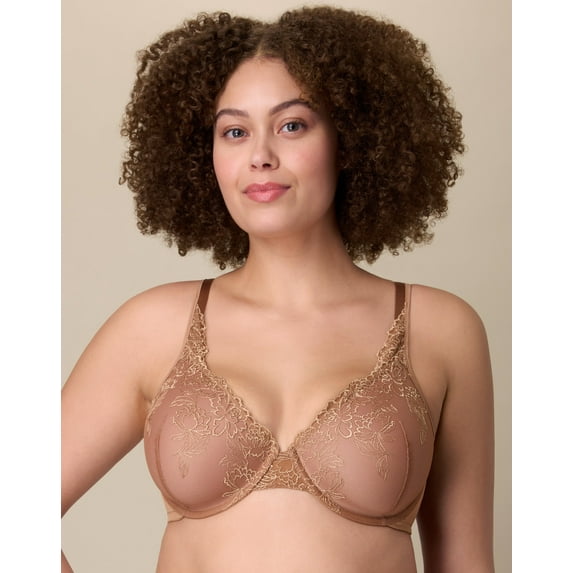 Playtex Convertible Lace Underwire Bra, Full Coverage Dark Iced Brown 46DDD Women's