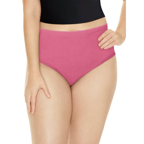 Playtex Cotton Comfort Briefs, 5-Pack Black Dot Print/Luminous Lilac/Blue Print/Banyan Blue/ White 11 Women's