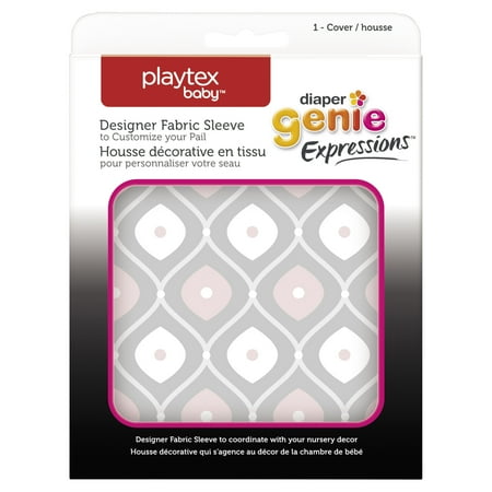 Playtex Diaper Genie Expressions Diaper Pail Pink and Grey Fabric Sleeve