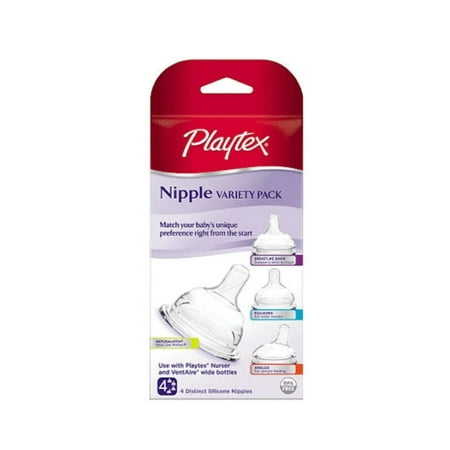 Playtex Feeding Bottle Nipple Variety Pack – Medium Flow – 4 Pack