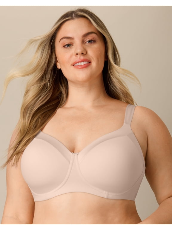 Full-Coverage Balconette Bra, Moisture-Wicking Almond 42DD Women's