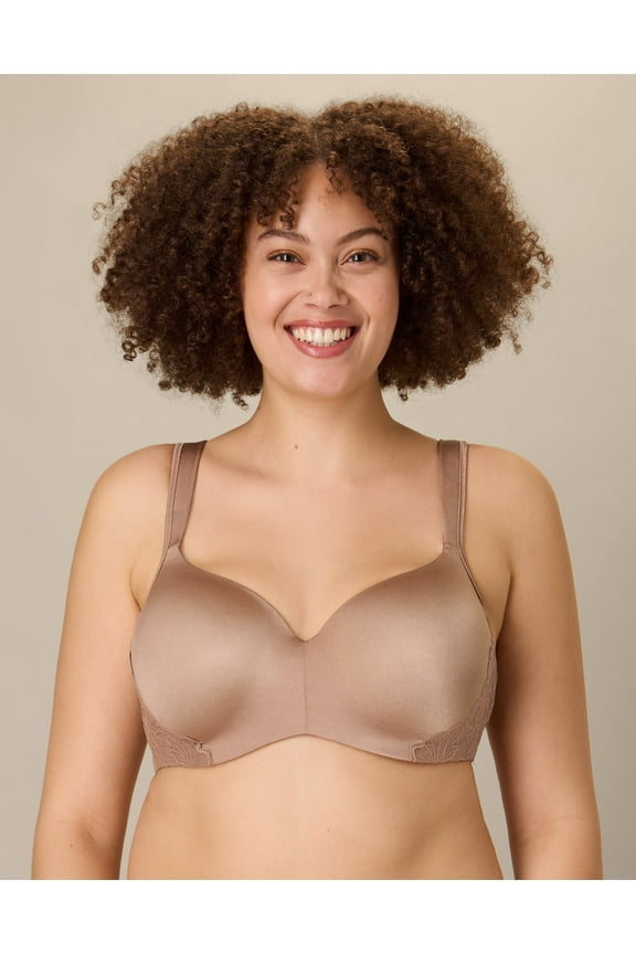 Full Coverage Balconette Bra, Moisture-Wicking Dark Iced Brown 36D Women's