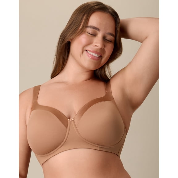 Playtex Full-Coverage Balconette Bra, Moisture-Wicking  Dark Iced Brown 46C Women's