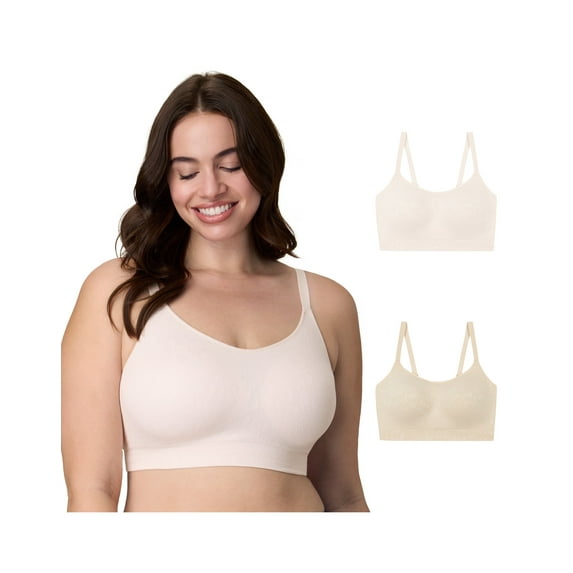 Playtex Full Coverage Convertible Wireless Bra Pack, Moisture-Wicking, 2-Pack Heirloom White/Almond L Women's