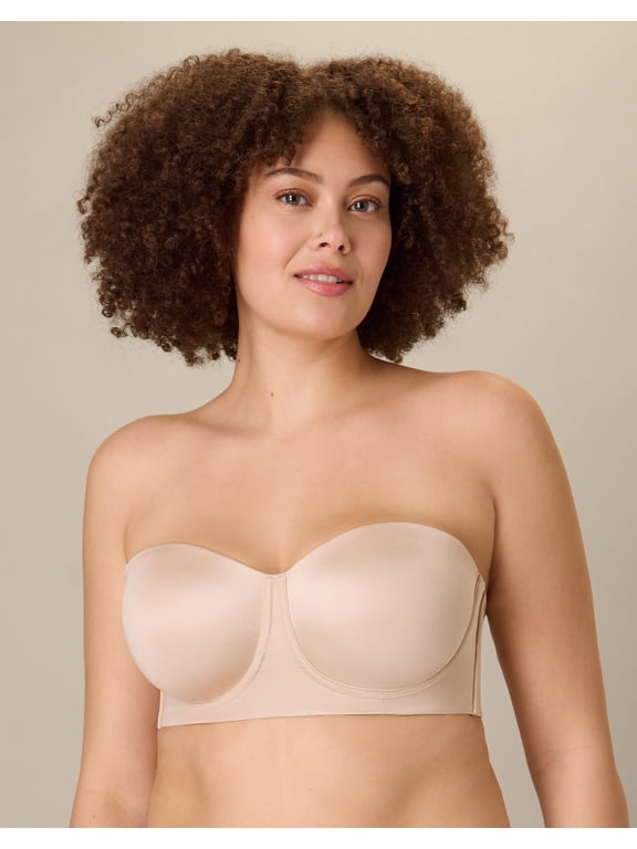 Strapless Bra with Underwire, Convertible, Moisture Wicking Almond 44DDD Women's
