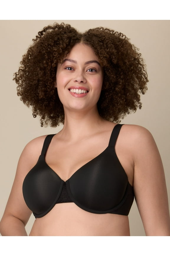 Full-Coverage T-Shirt Bra, Moisture-Wicking Dressed In Black 46D Women's